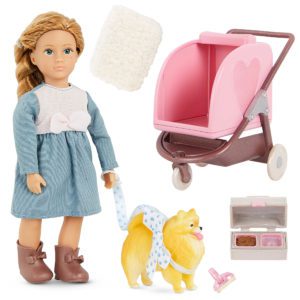 Siena’s Puppy Stroller Set | Mini Doll & Dog Playset | Lori