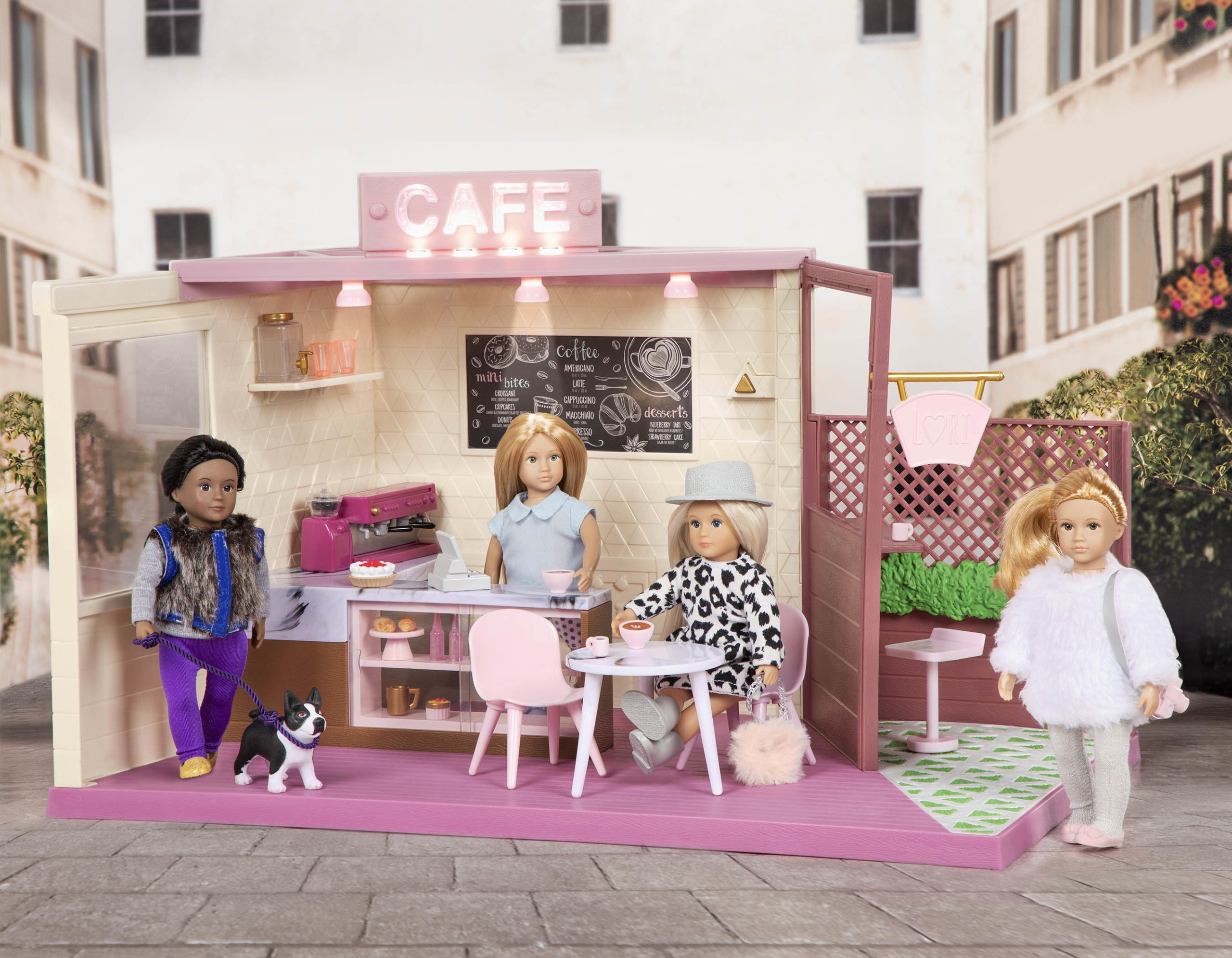 Local Café & Terrace, Coffee Shop for 6-inch Dolls