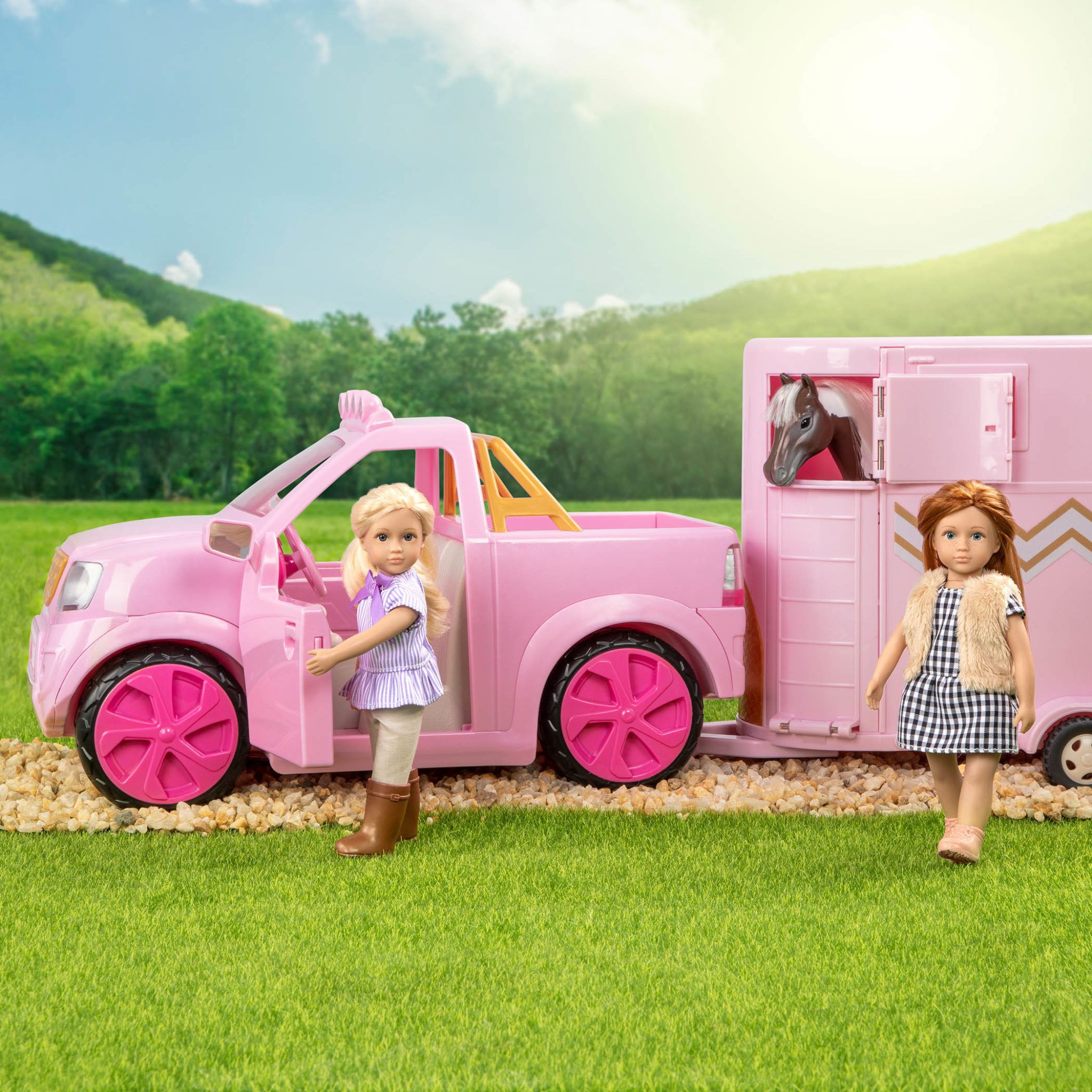 Ride & Shine Pickup Truck Pink Vehicle for Mini Dolls Lori