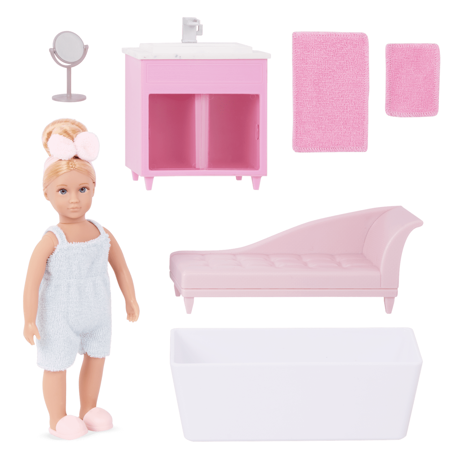 Adelina’s Bathtub Set 6inch Doll & Dollhouse Furniture Lori