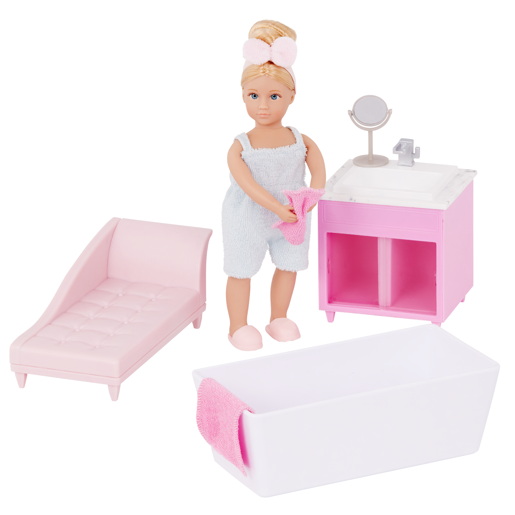 Adelina’s Bathtub Set | 6-inch Doll & Dollhouse Furniture | Lori