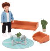 Miguel's Lounge Set | 6-inch Boy Doll & Dollhouse Furniture | Lori