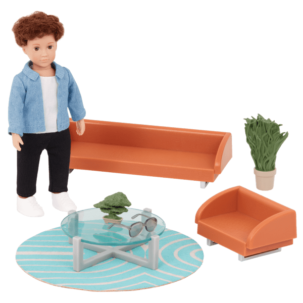 Miguel's Lounge Set | 6-inch Boy Doll & Dollhouse Furniture | Lori
