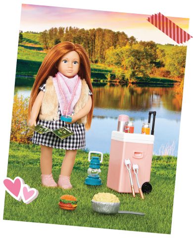 Mini camper doll with accessories.