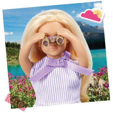 Mini doll with binoculars.